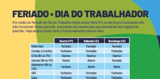 Prefeitura informa sobre o funcionamento dos serviços municipais neste feriado do Dia do Trabalho